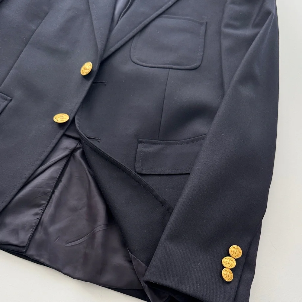 Brooks Brothers Fleece, Boys, Sz 14, 100% Wool, Navy Blazer, w/ Gold Buttons - Picture 5 of 11